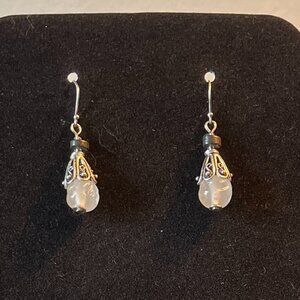 Handmade Earrings - Silver & White